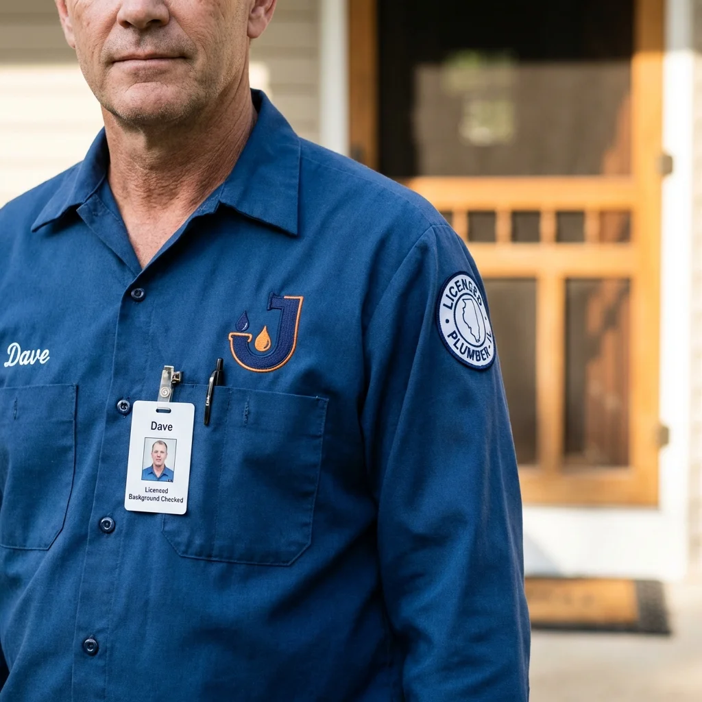 Licensed plumber showing ID badge in Ordway, CO